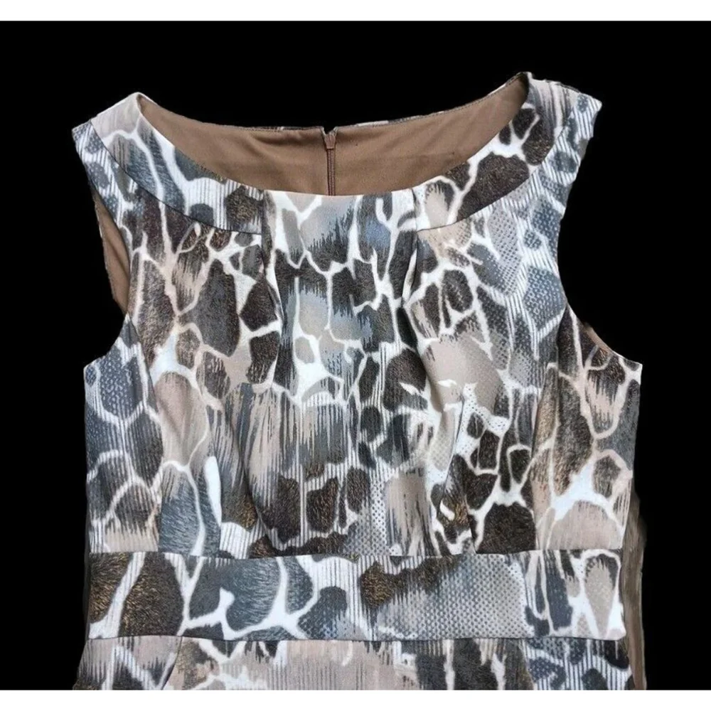 Connected Apparel Sheath Dress Animal Print Neutral Size 8
